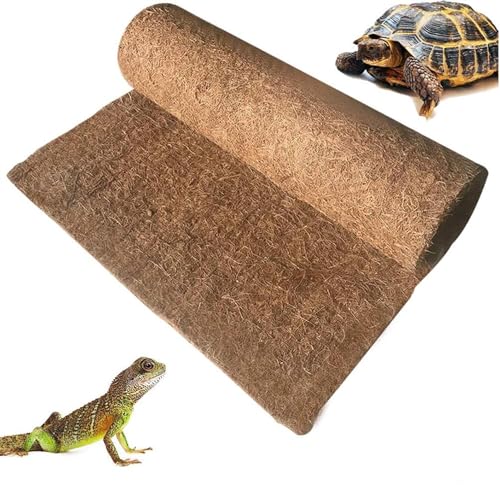 Hamiledyi 35.4×15.7' Reptile Carpet Coconut Fiber Substrate Large Lizard Cage Mat Coco Fiber Liner Snake Bedding Natual Coconut Fiber Carpet for Bearded Dragon Turtles Iguana Tortoises
