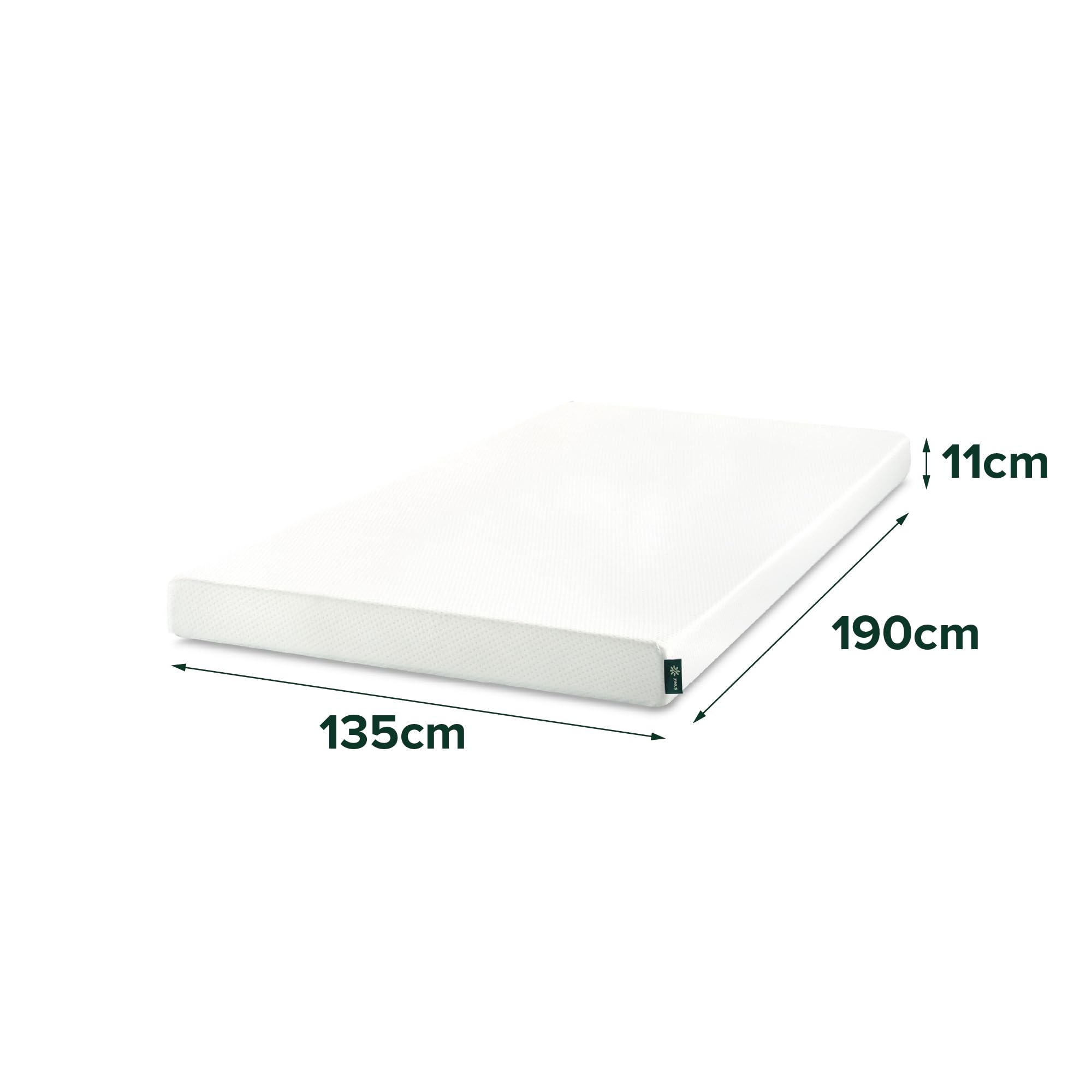 Zinus Materac piankowy 135 x 190 cm, ortopedyczny i ergonomiczny o średniej twardości - 5-strefowy wspornik - wysokość 11 cm - certyfikat Oeko-Tex