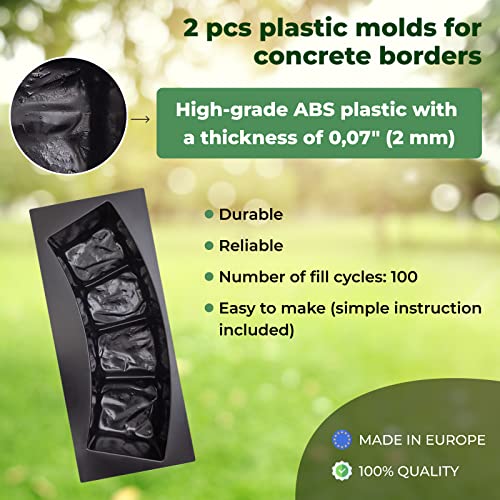 BETONEX 2 pcs 47.2 inch Round Edge Stone Concrete Mold Plastic ABS 2mm Cement Mold - Casting Pathmaker Garden Pathmate Pavement Precast Border Reusable Concrete Mold - Thumbnail 3