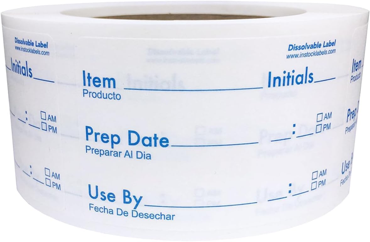 Dissolvable Food Rotation Labels for Food Storage Use by Shelf Life Preparation 2 x 3 Inch 500 Adhesive Stickers for Organization, Food Rotation, Meal Prep Stickers Dissolve in Water