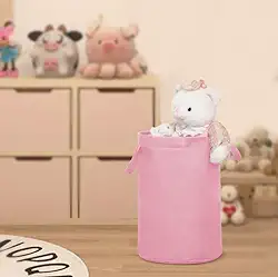 Cesto De Roupa Suja Brinquedos Organizador Multiuso Dobrável Grande 48L e 75L Guarde Bem (Rosa Bebê, 75L)