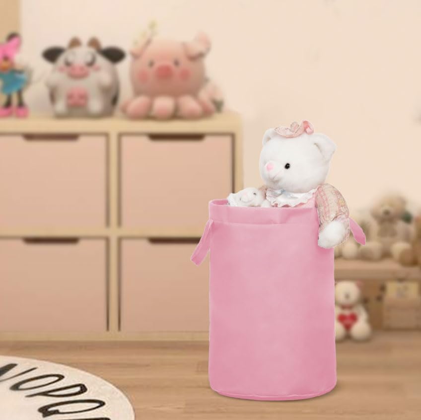 Cesto De Roupa Suja Brinquedos Organizador Multiuso Dobrável Grande 48L e 75L Guarde Bem (Rosa Bebê, 48L)