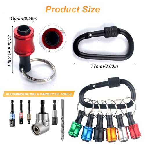 Jocahulfx Bit Holder Key Chain 1/4 Inch Socket, 6Pcs Hex Shank Aluminum Alloy Screwdriver Bits thumb #1