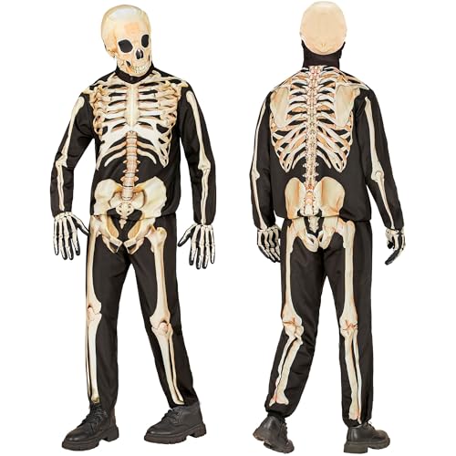 W WIDMANN MILANO Party Fashion - Disfraz de esqueleto para niños, conjunto con máscara, atuendo completo para Halloween y Carnaval