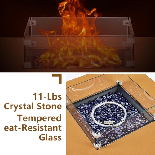 36" Propane Fire Pit Table, 50000BTU Fire Table with Wind Guard, 11LBs Glass Beads & Rain Cover, Sturdy Steel Anti-rust Finish & CSA Safety Certified Outdoor Firepit for Yard Garden(Orange)