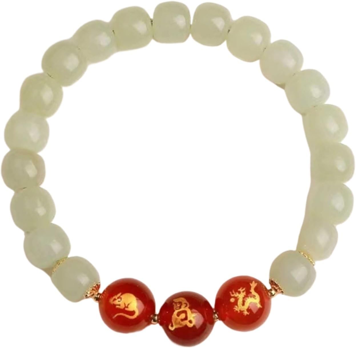 Wealth Prosperity Charm Bracelet, Chinese Zodiac Animals Bracelet Red Agate Crystal Bracelet Good Luck Amulet Vintage Meditation Women Jewelry,White,Rabbit Pig Goat