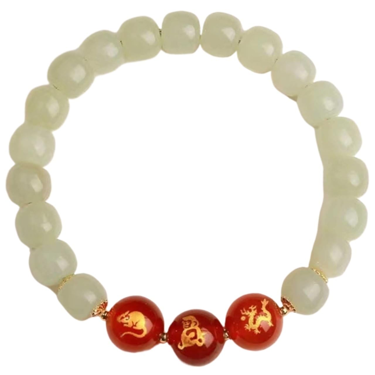 NZPOST Bracelet, Chinese Zodiac s Bracelet Red Agate Crystal Bracelet Good Luck Amulet Vintage Meditation