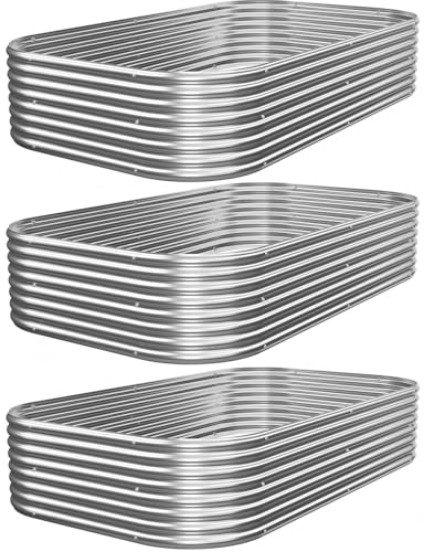 Mostmahes 3 PCS Galvanized Raised Garden Bed Outdoor, Metal Garden Bed for Vegetables, Above Ground Garden Box for Flower, Steel Raised Beds for Gardening - 3x2ft