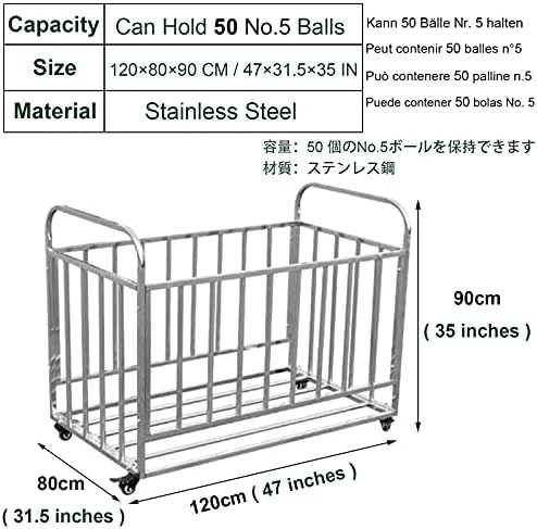 Basketball & Football Rolling Ball Rack - Metal Sports Ball Cart with 2 Lockable Wheels for Kindergarten & Garage Storage - Durable, Portable Organizer Solution