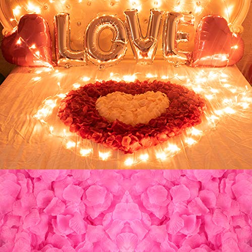 Image of 1000PCS Fake Rose Petals for Romantic Night Festive Wedding - Dark Pink | Artificial Rose Petals, Creation for Valentine's Day, Proposal, Engagement, Marriage, Anniversary, Party Activity Decoration