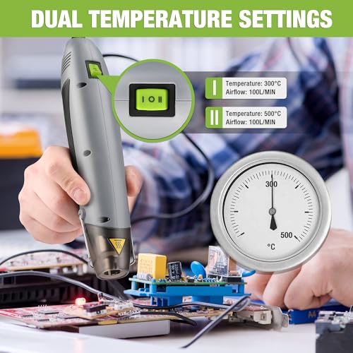 WORKPRO Mini Heat Gun, 400W Hot Air Gun with Dual Heating Setting 300℃/500℃, Fast Heating Handheld Heat Gun with Reflector Nozzle, for DIY Crafts, Shrink Wrap, Embossing, Electronics 4 WORKPRO Mini Heat Gun, 400W Hot Air Gun with Dual Heating Setting 300℃/500℃, Fast Heating Handheld Heat Gun with Reflector Nozzle, for DIY Crafts, Shrink Wrap, Embossing, Electronics - Image 4