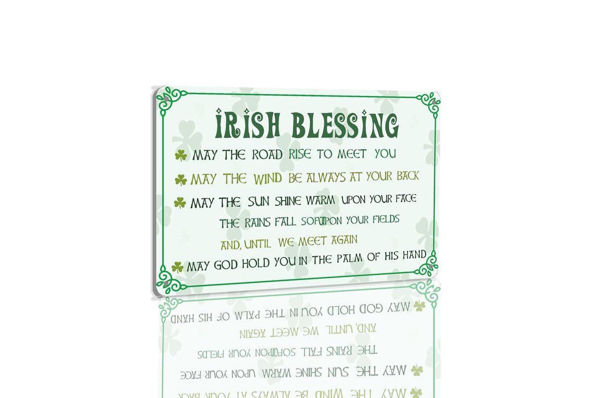 SMAZDFXX Irish Blessing Metal Tin Sign Funny St Patricks Day Lucky House Vintage Tin Sign for Cafe Home Bar Wall Plaque 8"x12"