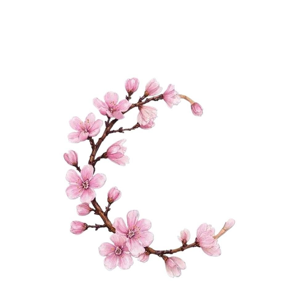 1PC Crescent Pink Cherry Blossom Waterproof Vinyl Sticker Floral Decal for Car Laptop Smooth Surfaces