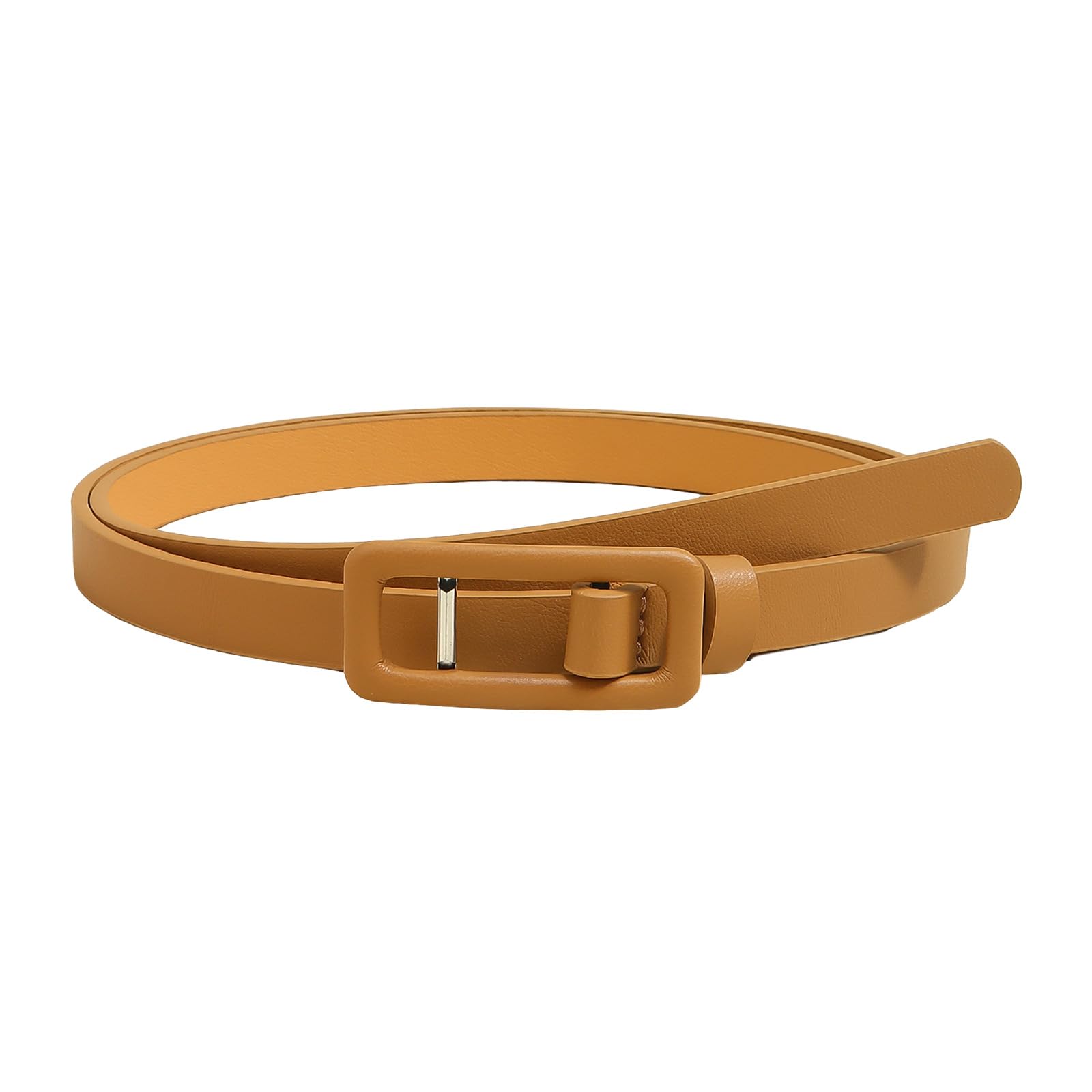 MICFENY Thin Fashion PU Belt with Metal Clasp Women's Lightweight Waistband for Everyday Wear Commuting Outdoor Activity