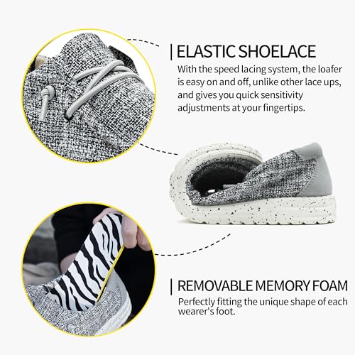 Image of Men's Machine Washable Slip On Lace Up Casual Loafer Breathable Travel Canvas Shoes for Men Comfortable and Stylish Summer Loafers Lightweight Walking Shoes Boat Shoe