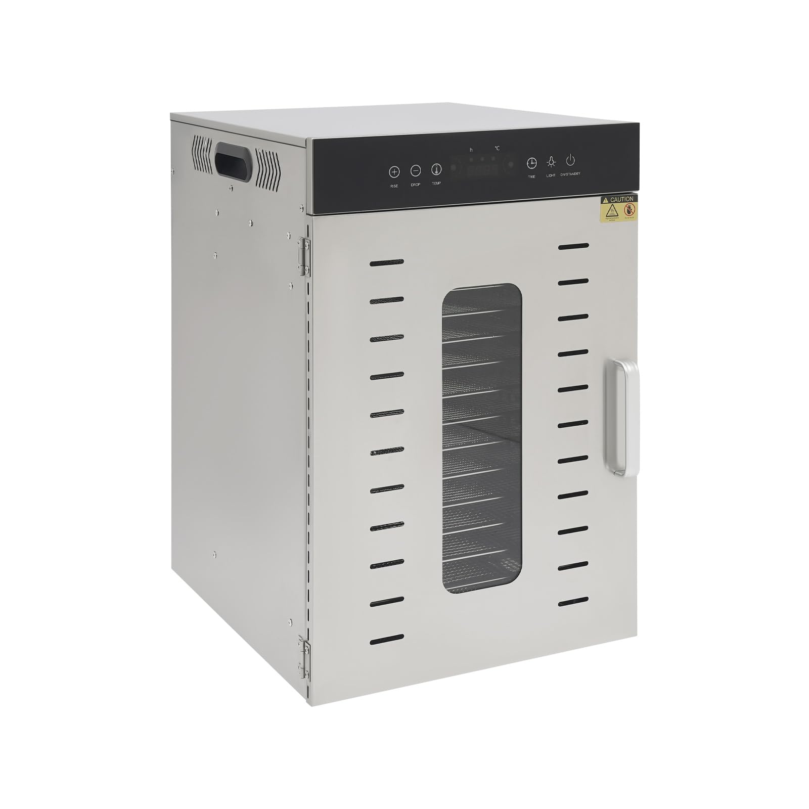 Deshidratador 1370 W ± 20 W, 16 pisos, acero inoxidable, máquina de deshidratación, 1,8 m/s | 1000 rpm Temperatura ajustable y tiempo Deshidratador de bajo ruido Máquina Secadora de Alimentos para Comercial 60×46×40 cm