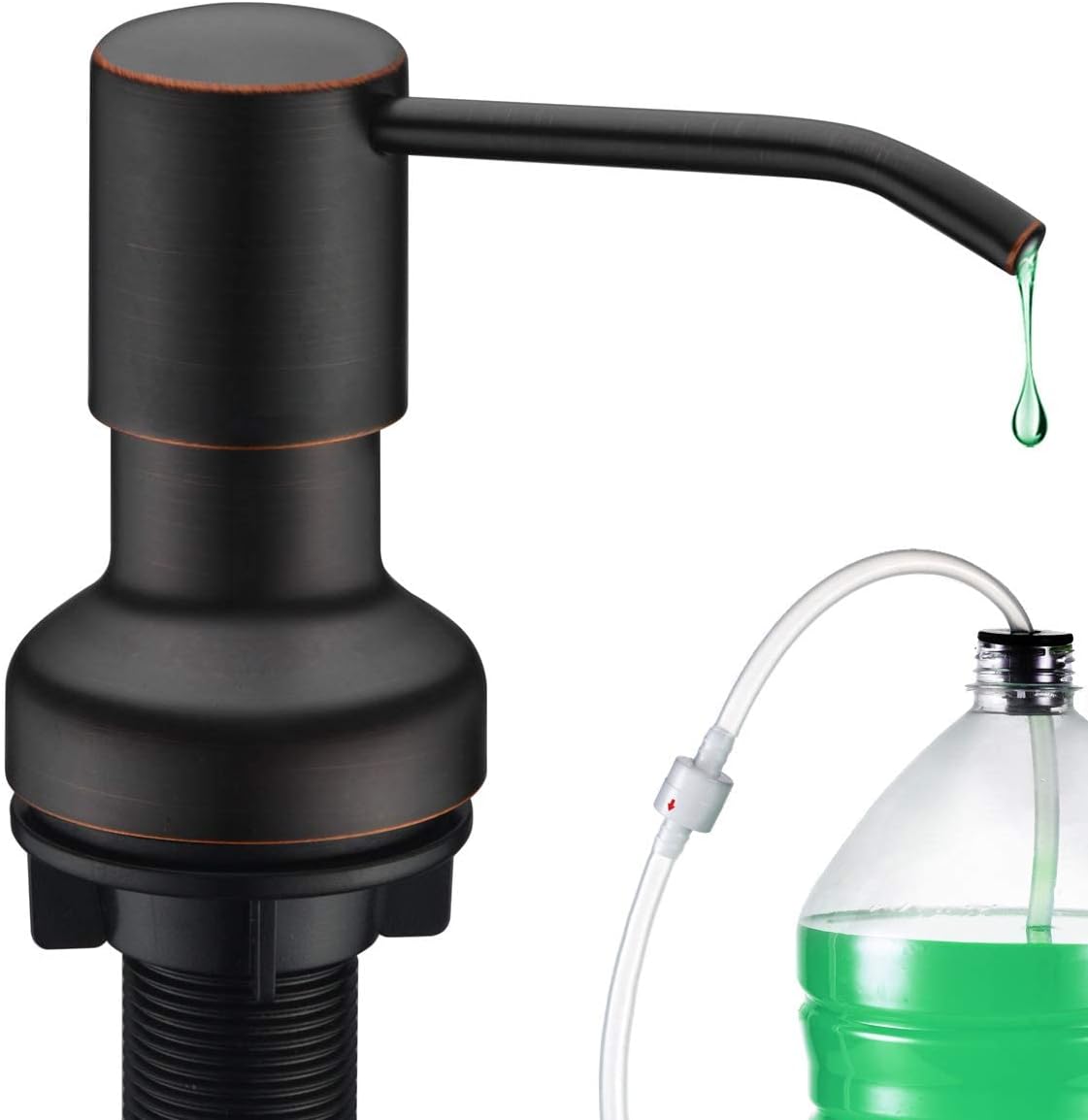 Soap Dispenser for Kitchen Sink, Kitchen Hand Soap Dispenser Pump Oil Rubbed Bronze, Countertop Soap Dispenser Pump with 47" Extension Tube kit, Built in Refill from The Top+17 OZ Bottle