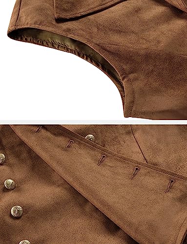 AUBIG Vest for Men Double -breasted Slim Fashion Business Vest V-neck Gothic Steampunk Waistcoat4