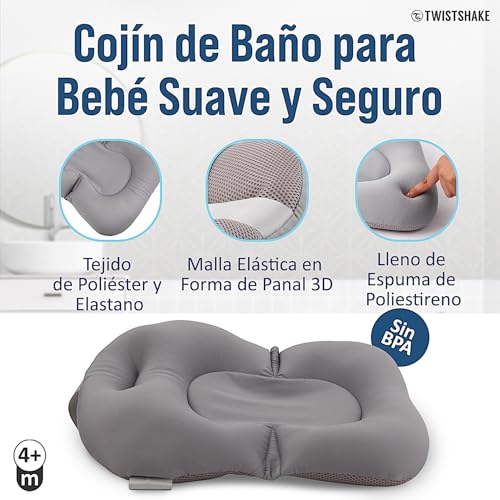 Miniatura 2 de Twistshake 78829 Asiento De Baño Para Bebé, Antideslizante, Suave, Flotante, Cojín De Aire, Gris Pastel, Talla Única, 1 Unidad, Sin Baño