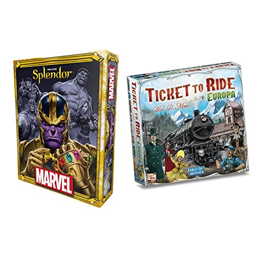 Asmodee - Splendor Marvel, Gioco da Tavolo, 2-4 Giocatori, 10+ Anni, Edizione in Italiano, 8614 & - Ticket to Ride Europa - Gioco da Tavolo per Tutta la Famiglia, 2-5 Giocatori