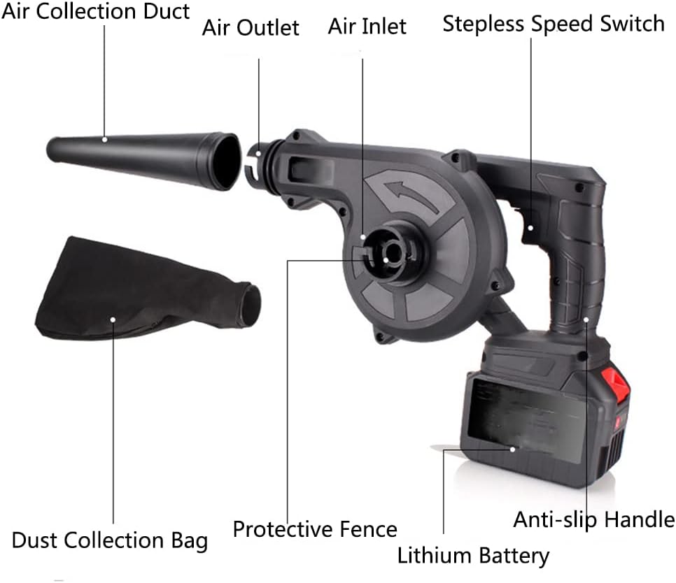 Powerful Electric Leaf Blower and Vacuum Cordless with Battery and Charger, 150CFM Lightweight Small Cordless Leaf Vacuum with Dust Removal Kits, Handheld Blowers for Lawn Care (2 PCS Battery)