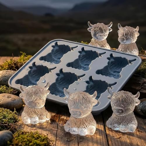 Molde de Hielo Mini Vaca Highland 3D de Silicona Azul miniatura 6