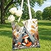 Fanciful Fox Canvas Tote Bags, Nature-Inspired Lightweight Reusable Shopping Bags, Eco-Friendly Washable Canvas Bags for Tr, Orange, 13x15 Inch #4