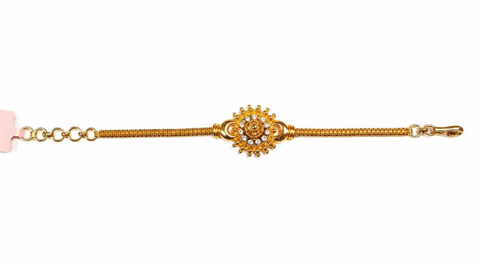 Gold-Toned Bracelet with Crystal Embellished Floral Centrepiece-image-44