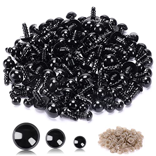 UPINS 120PCS Plastic Safety Crochet Eyes Bulk with 120PCS Washers for Crochet Crafts (6mm,8mm,10mm)