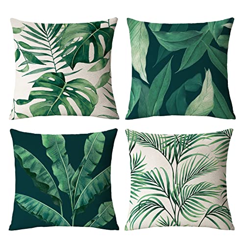 Neatee Living Green Plants Throw Pillow Covers 12x12 Set of