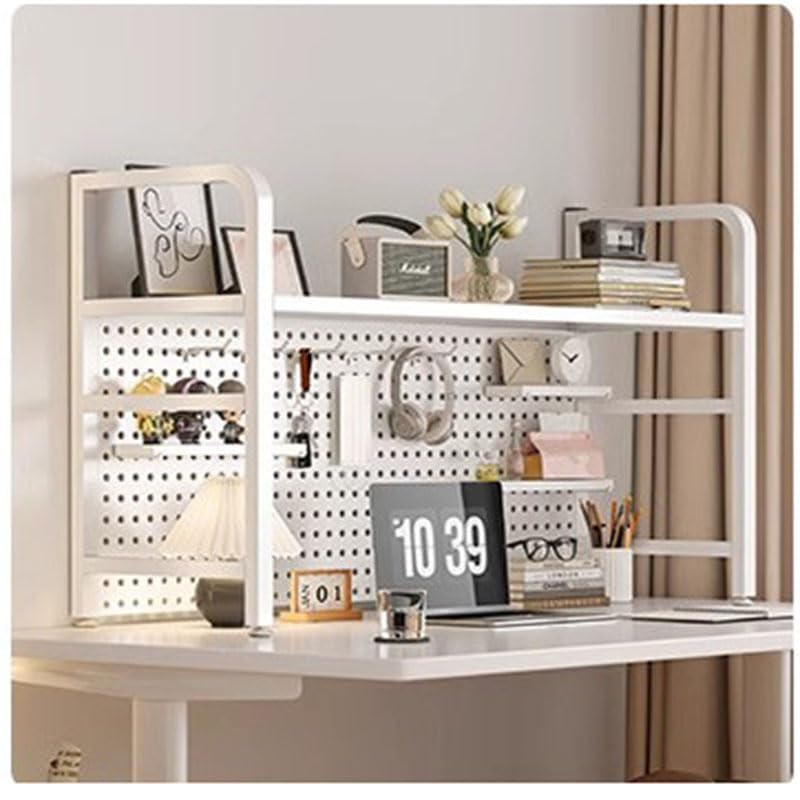 DesktopBookshelf, Metal Hutch Bookcase Organizer, Sturdy Desktop Bookshelf for Office DeskCountertop Hutch Display Shelf for Home Dorm Computer Desk (