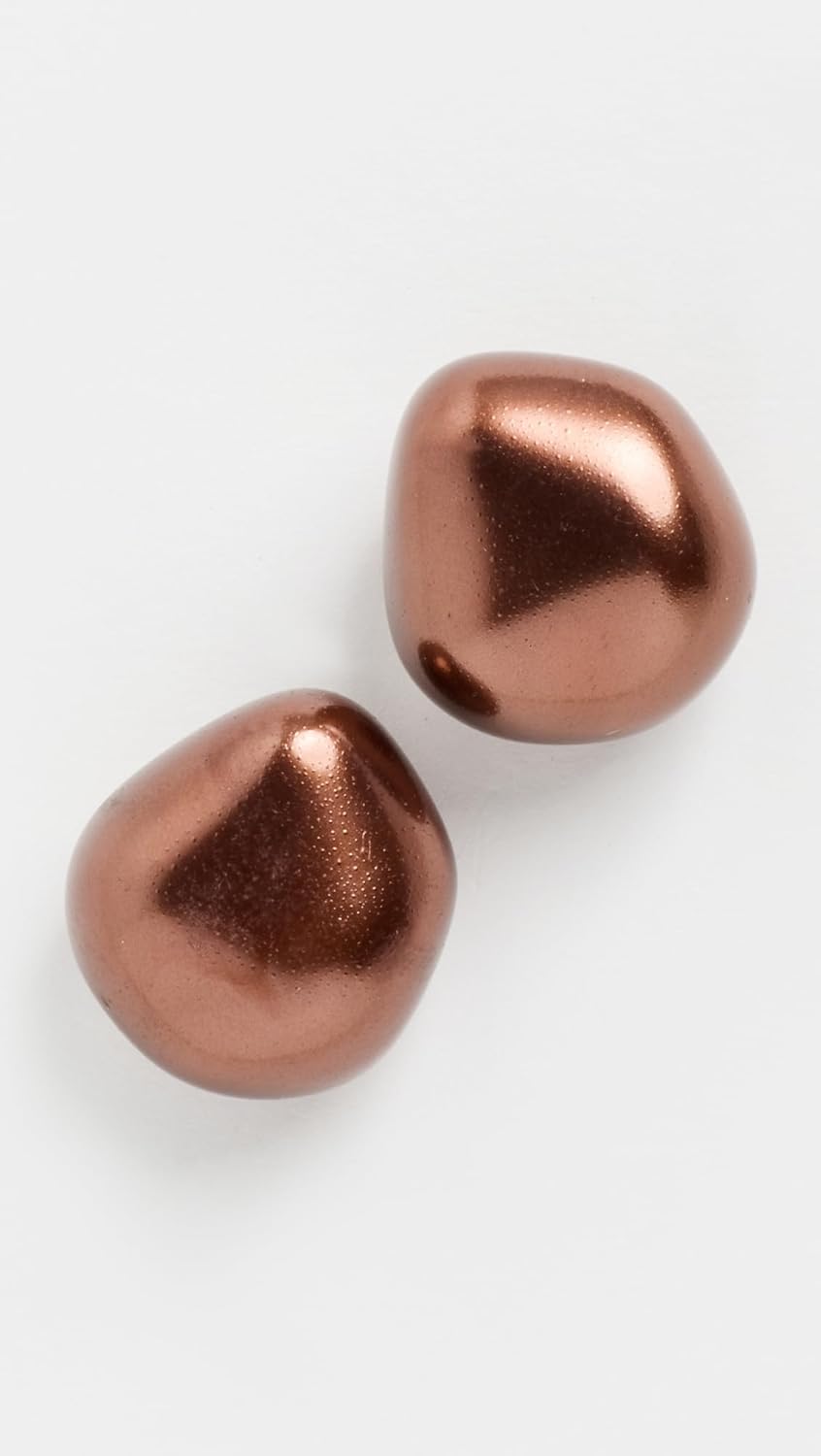 Kenneth Jay Lane Women's Copper Pearl Nugget Gold Pierced Earrings, Copper Pearl, One Size - Image 2