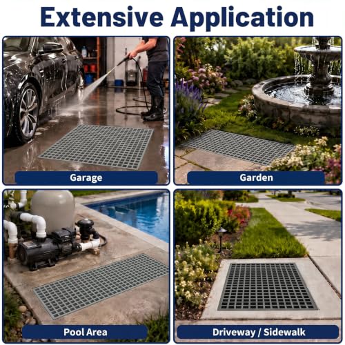 Image of Cinnvoice 1 Pcs FRP Molded Grating Panel, 4ft X 2ft X 1.5in, Grey