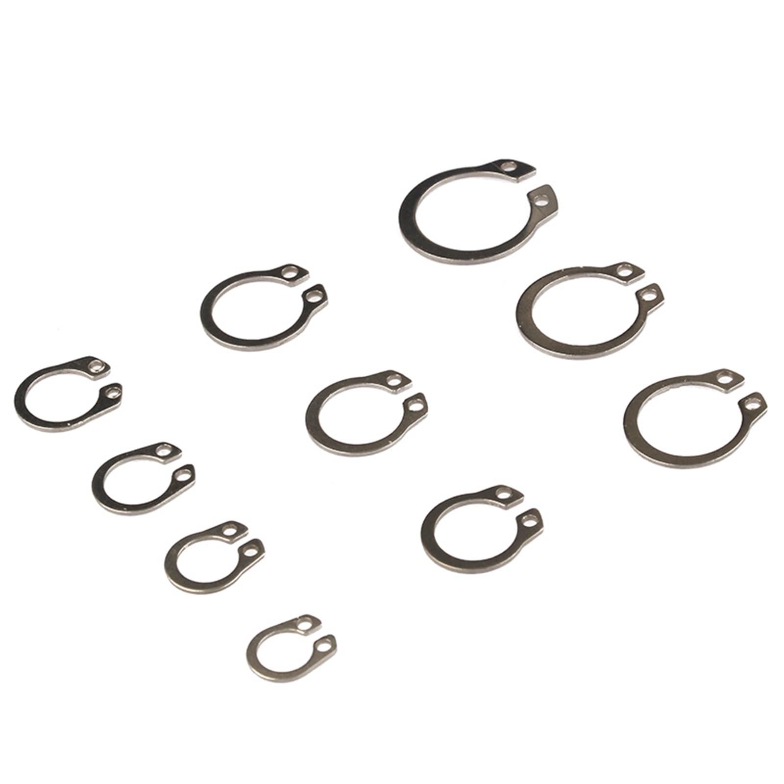 500 Uds M5-M20 Circlip retención Externa/Interna Tipo E Cir Clip Bloqueo Anillo a presión Conjunto Agujeros Eje Collar arandela Acero Inoxidable,Arandelas Planas