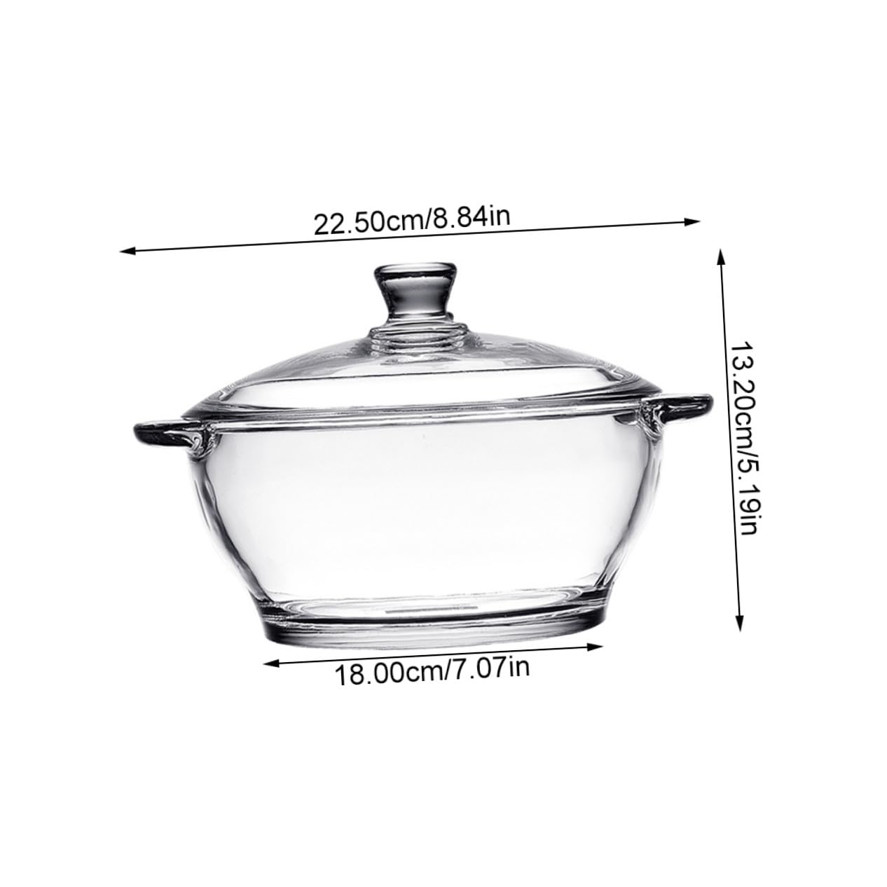 Hohopeti Hausherd Glas Schmortopf 1,5 L mit Deckel und Doppelgriff Hitzebeständig für Babybrei und Milch im Einfachen Design
