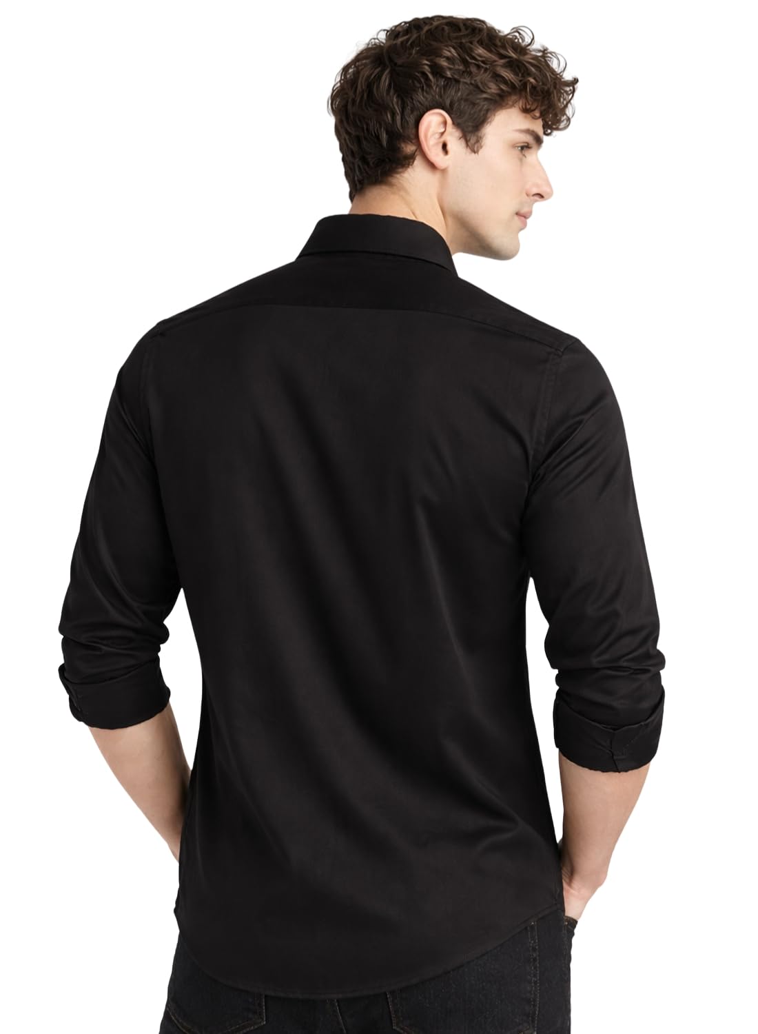 ADRO Camicia da uomo slim fit, a maniche lunghe, elasticizzata, con bottoni, resistente alle pieghe, in cotone, stile moderno e casual
