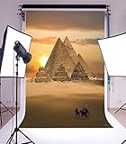 Laeacco 3x5ft Egyptian Pyramids Backdrop Ancient Architecture Wilderness Desert Sunset Sky...