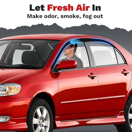 Image of Canvcle Corolla Rain Guards - Window Visors for Toyota Corolla 2003-2008, Outside-Mount Tape-On Side Window Wind Deflectors for Corolla Accessories, Vent Visors Shades Rainproof 4PCS