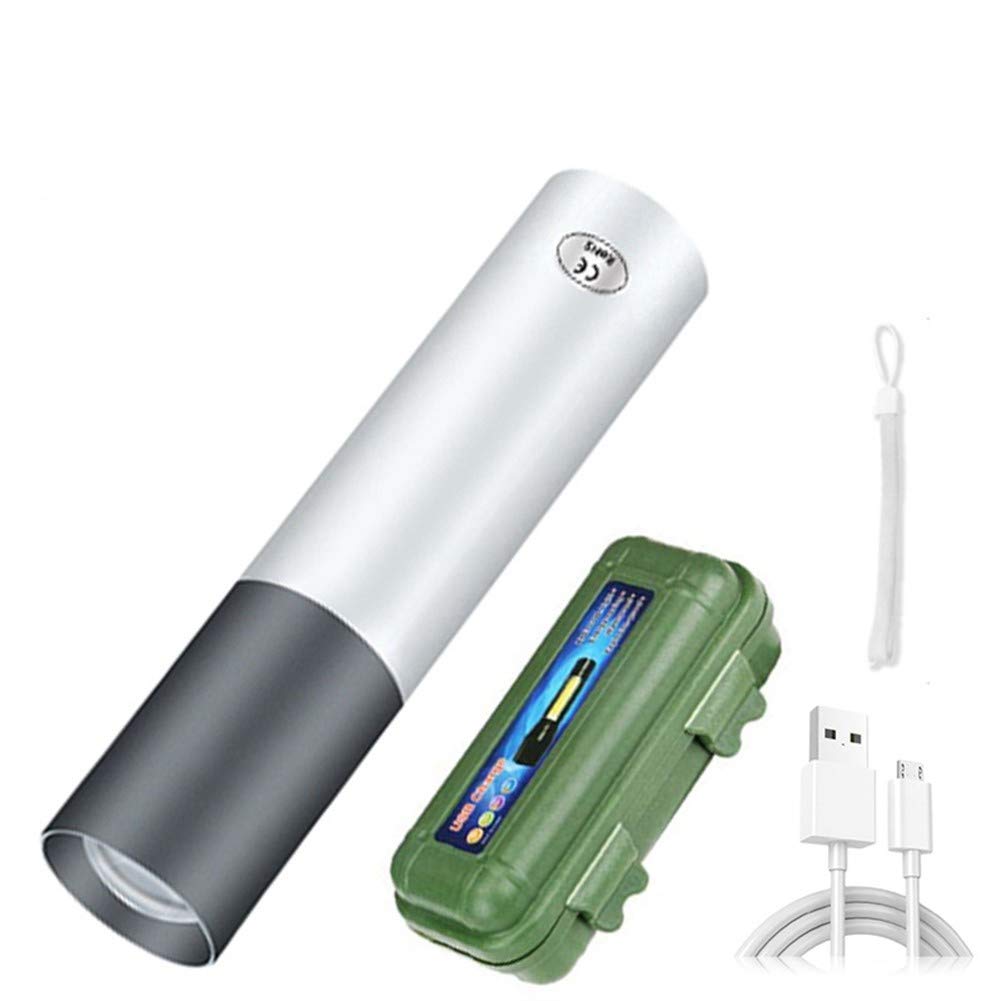 Flashlight, USB Charging Led Flashlight, Mini Streamlight Flashlight for Zoom Portable Set for Night Lighting Torches (Size : Package B)