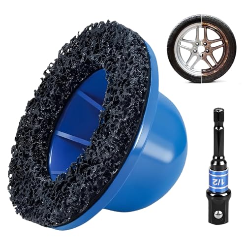 Amoladora de cubo de rueda para coche, limpiador de cubo de rueda, lijadora de cabeza esférica con varilla adaptador de destornillador de 1/2', diámetro interior de 90 mm, diámetro exterior de 150 mm