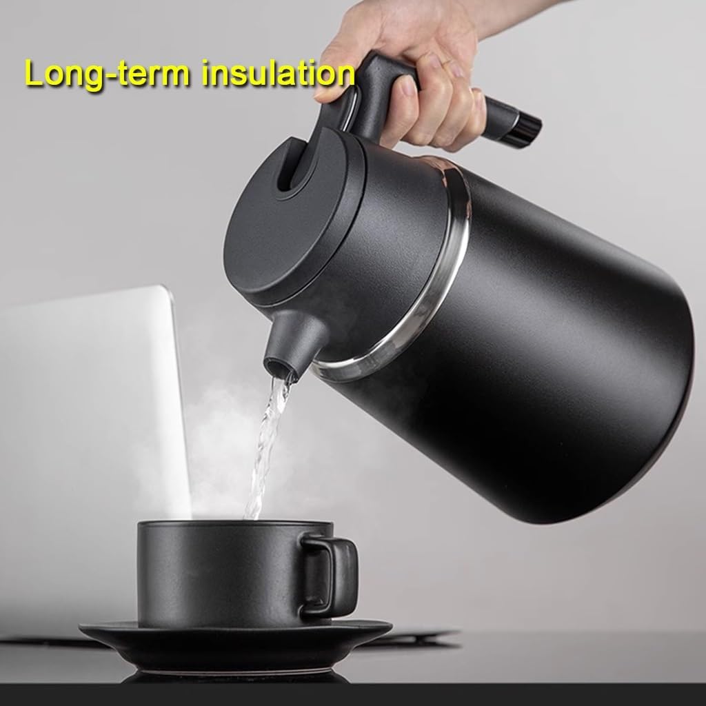 LEIYTFE Hot Coffee Bottle 1.8L Thermal Teapot Household Double Walled Kettle,Double Walled Vacuum Insulated Coffee Pot with Press Button Top,Removable Tea Filter(Red)