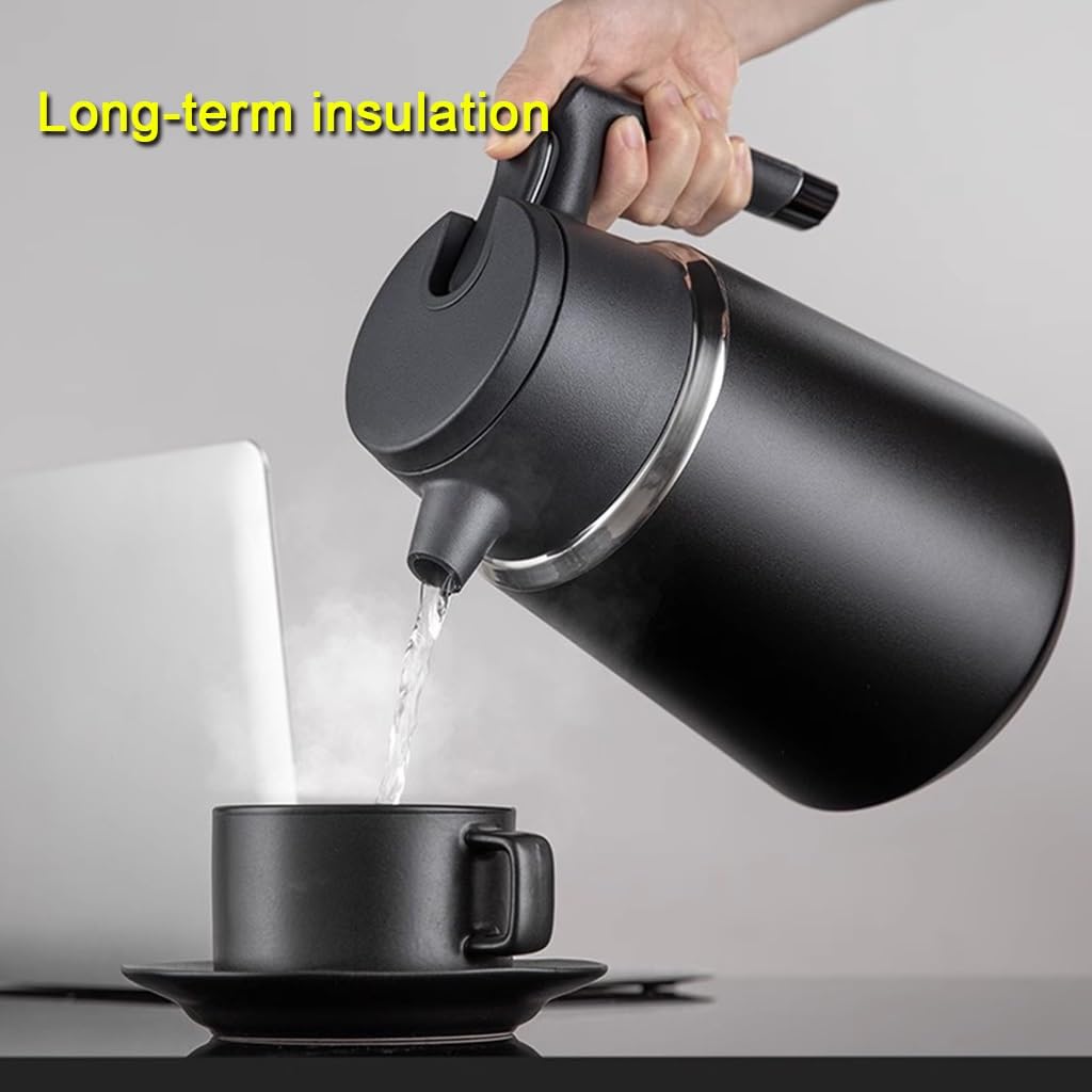 LEIYTFE Bottiglia di caffè Caldo, Teiera Termica da 1,8 l Bollitore Domestico a Doppia Parete, Caffettiera a Doppia Parete isolata sottovuoto con Pulsante Superiore a Pressione(Red)