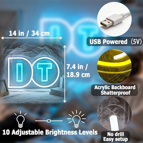 Image of Do It Neon Sign for Wall Decor Light Up Sign Led Signs for Room Party Home Wall Decor USB Powered