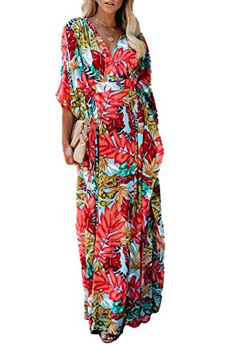 Caftan long bohème d'été pour femme avec motif ethnique