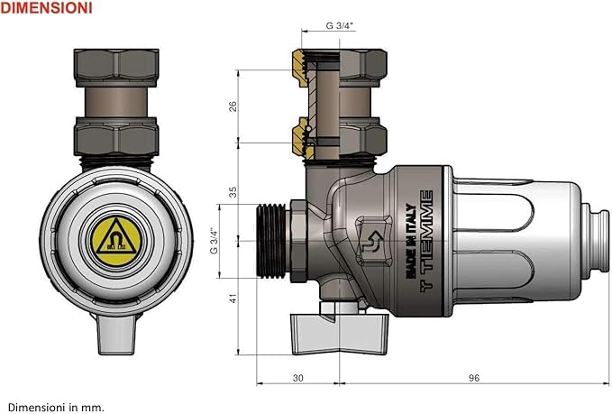 ODM Termobrico Filtro Defangatore Magnetico Compatto Sottocaldaia TM-MAG Mini Tiemme - Misura: DN 20 3/4"