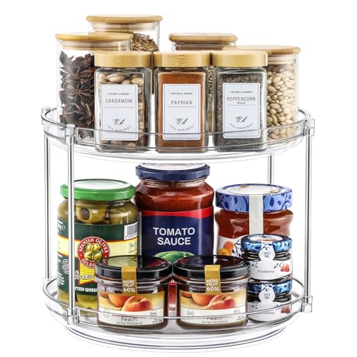 2 Tier Non-Skid Acrylic Lazy Susan Turntable Organizer - Rotating...