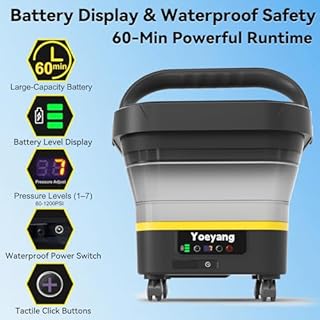 Portable Cordless Pressure Washer with Tank: 1200 PSI Foldable Power Washer – 3.4 Gal Tank, 7-Level Adjustable Sprayer & 360° Nozzle – Compact Electric Cleaner for Car, Garden, Patio, Camping