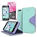 iPhone SE Case, Cellto PU Leather Wallet Cover Stand and Reversible Magnetic Flap [Lifetime Warranty] Flip Cover for Apple iPhone SE / iPhone 5S / iPhone 5 - Mint/Purple
