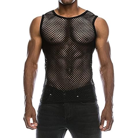 Herren Netz Tanktop Sport Schwarz Sommer Ärmellose Bluse Casual T-Shirt Workout Achselshirt Loose Weste Atmungsaktiv Oberteile Muskelshirt Sportshirt Cover