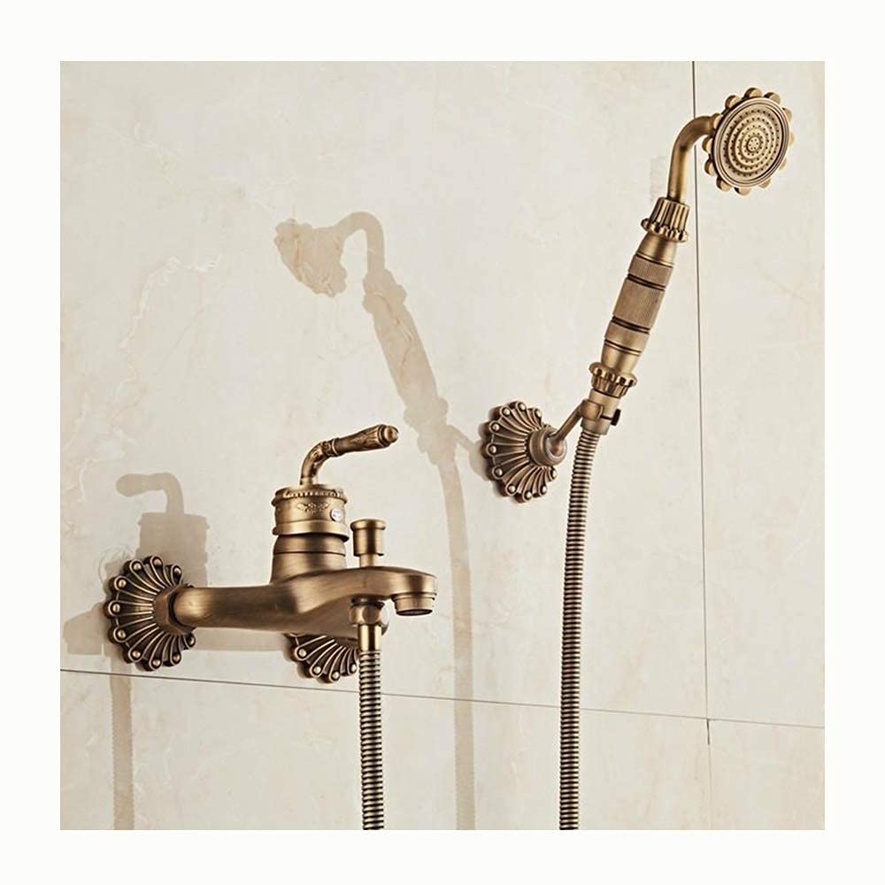 Robinet Baignoire Antique en Laiton Rétro avec Douchette Murale Style Rétro Chic - 8